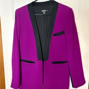 DKNY Women's Vibrant Purple Blazer with Black Accents